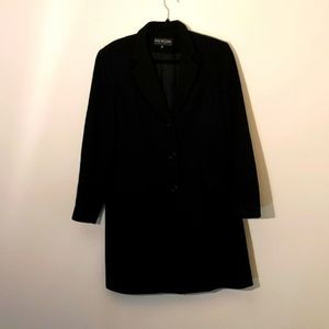 The Work Connection| Black Thick Wool Trench Coat With Faux Pockets